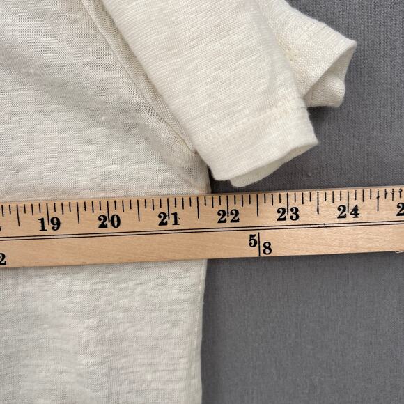 ENZA COSTA Linen Knit Tee Womens Medium Cream Loose Slouchy Relaxed Crew Top - Picture 12 of 13